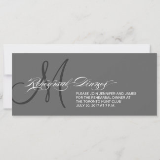 Grey Rehearsal Dinner Invitation Monogram
