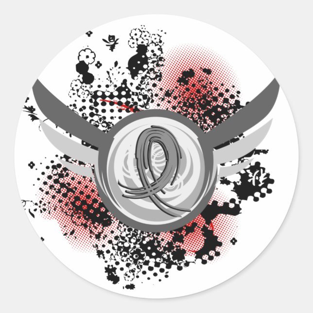 Grey Ribbon And Wings Brain Cancer Classic Round Sticker (Front)