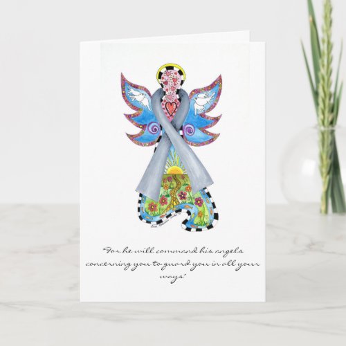 Grey Ribbon Angel Christmas Card