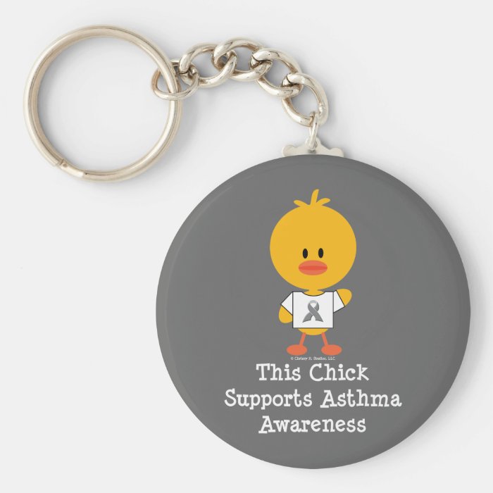 Grey Ribbon Asthma Awareness Chick Keychain