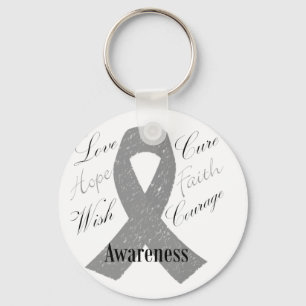 Grey ribbon brain cancer awareness keychain