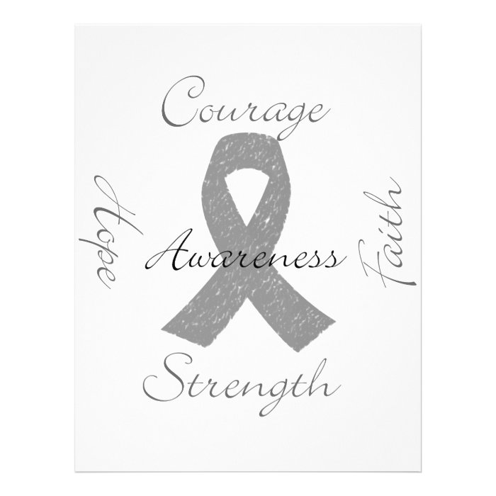 Grey ribbon brain cancer awareness letterhead template