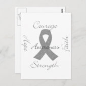 Grey ribbon brain cancer awareness postcard | Zazzle