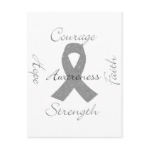 Grey ribbon brain cancer awareness postcard