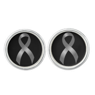 Grey Ribbon Brain Tumor Cancer & Diabetes Cufflinks