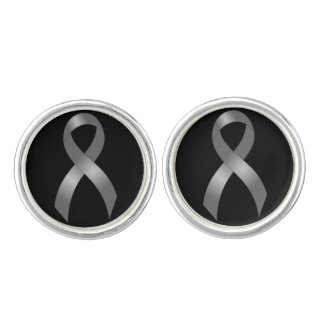 Grey Ribbon Brain Tumor Cancer & Diabetes Cufflinks