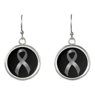 Grey Ribbon Brain Tumor Cancer & Diabetes Earrings