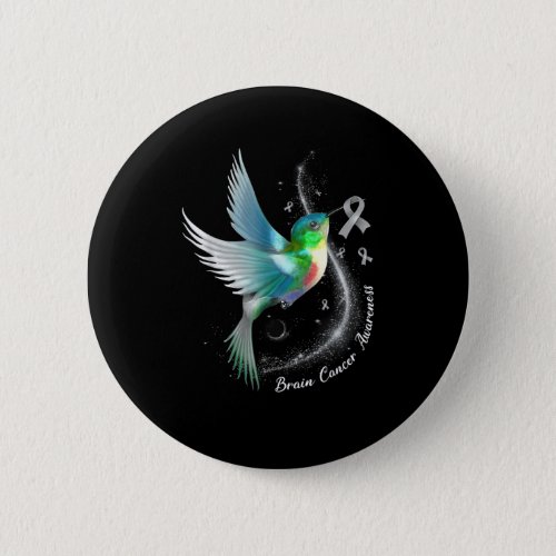 Grey Ribbon Hummingbird Brain Cancer Awareness Mon Button