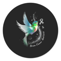 Grey Ribbon Hummingbird Brain Cancer Awareness Mon Classic Round Sticker