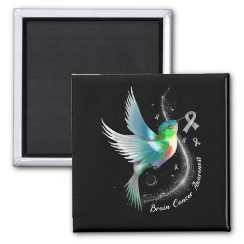 Grey Ribbon Hummingbird Brain Cancer Awareness Mon Magnet