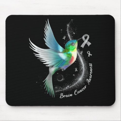 Grey Ribbon Hummingbird Brain Cancer Awareness Mon Mouse Pad