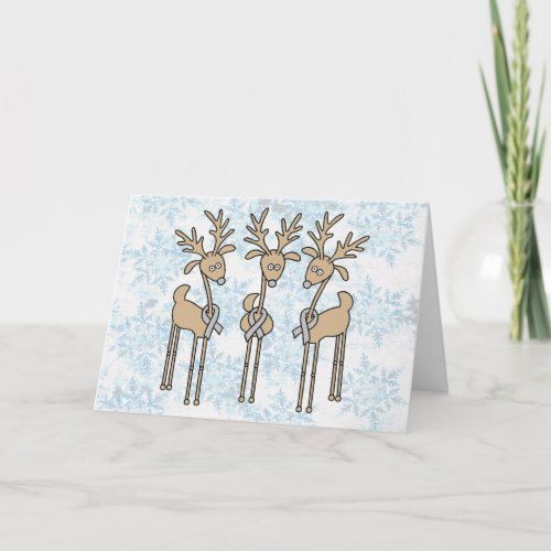 Grey Ribbon Reindeer _ Brain CancerBrain Tumor Holiday Card