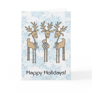 Grey Ribbon Reindeer (Diabetes) Holiday Card