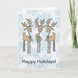 Grey Ribbon Reindeer (Diabetes) Holiday Card