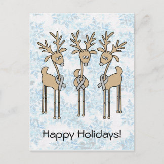 Grey Ribbon Reindeer (Diabetes) Holiday Postcard