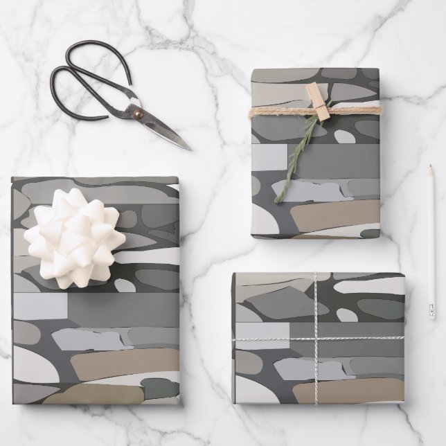 Grey Rock Stone  Wrapping Paper Sheets (Front)