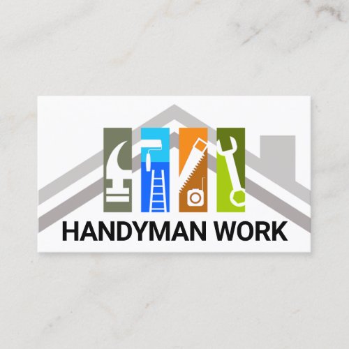 Grey Rooftop Lines Handyman Tools Business Card
