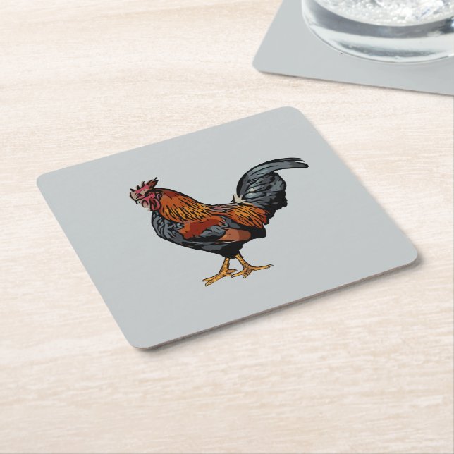 Grey Rooster Coaster (Angled)