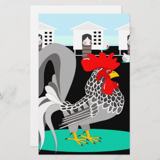 Grey rooster & hens (Front/Back)