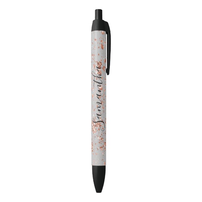 Grey Rose Gold Glitter Personalized  Pen (Bottom (Vertical))