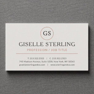 Grey Rose Gold Luxury Minimalist Professional  Business Card