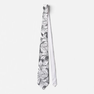grey roses neck tie