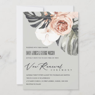 GREY RUST FLORAL MONSTRERA LEAF VOW RENEWAL INVITE