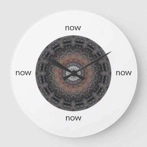 Grey  Rust Silver Simplicity Mandala Now Large Clock