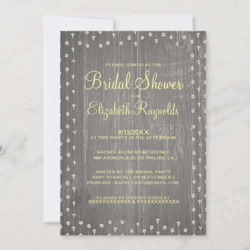 Grey Rustic Country Bridal Shower Invitations