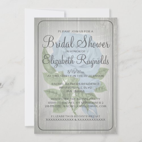 Grey Rustic Floral Bridal Shower Invitations