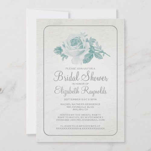 Grey Rustic Floral/Flower Bridal Shower Invitation