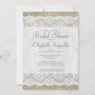 Grey Rustic Lace Bridal Shower Invitations