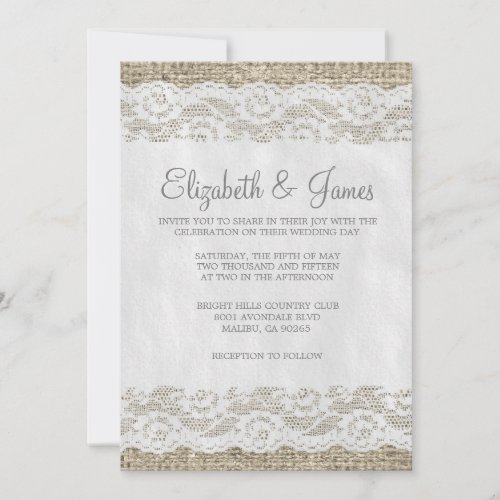 Grey Rustic Lace Wedding Invitations
