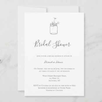 Grey Rustic Mason Jar Bridal Shower Invitations by Beanhamster at Zazzle