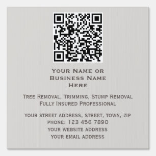 Grey Rustic Tree Removal Photo Add QR Code Sign
