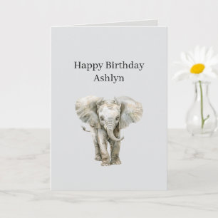 Grey Safari Elephant Birthday Card
