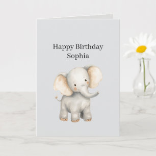 Grey Safari Elephant Birthday Card