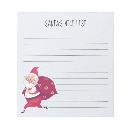 Grey Santas Nice List Notepad