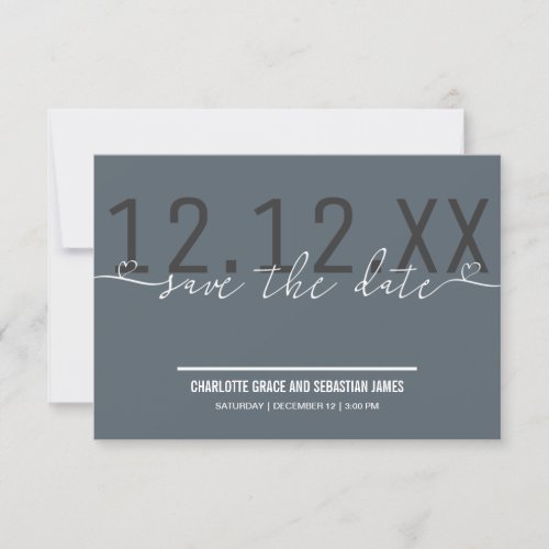 Grey Save The Date Heart Typography Personalized