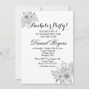 Grey Scale of Purple & Blue Bachelor Party Invites
