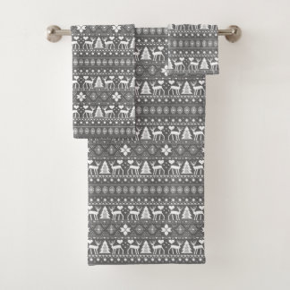 Grey Scandinavian Nordic Christmas Towel Set