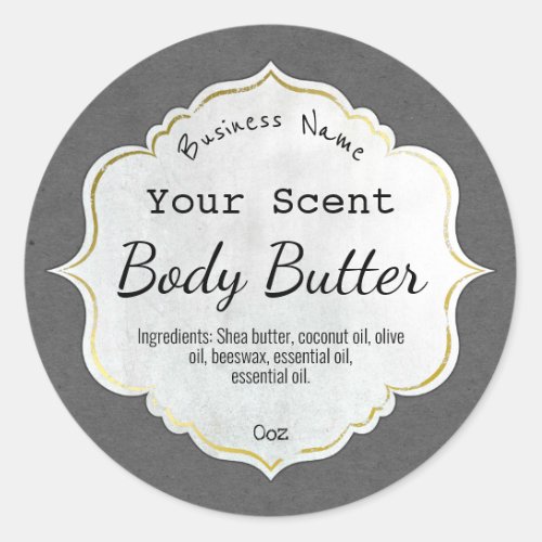 Grey Scented Body Butter Product Labels