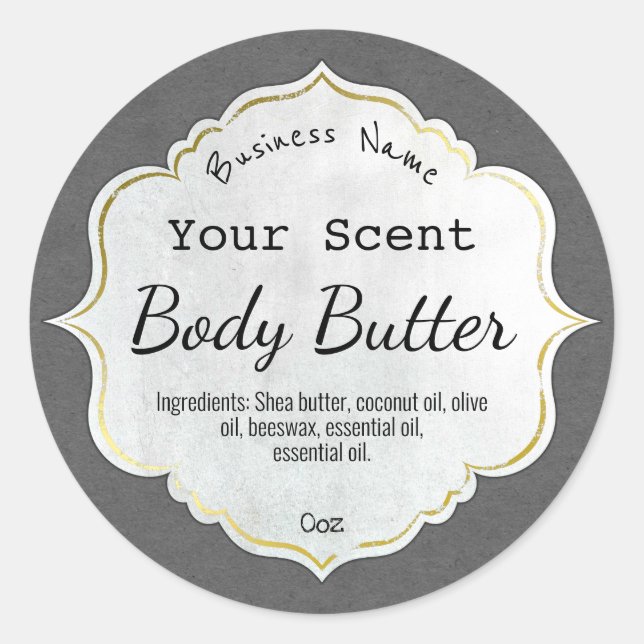 Grey Scented Body Butter Product Labels (Front)