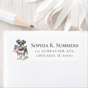 Grey Schnauzer Celebrating 4th of July Address Label