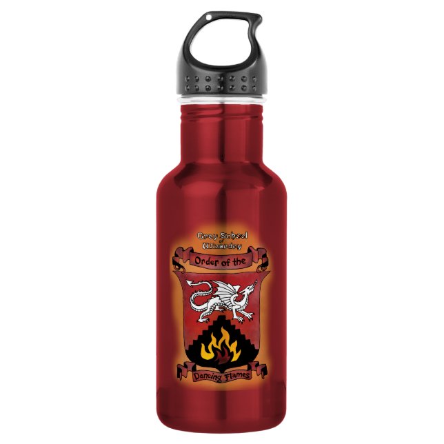 Grey School of Wizardry Flames Water Bottle (Front)