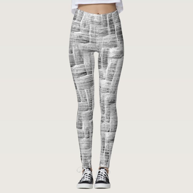 Grey Scratch Patterned Leggings  (Front)
