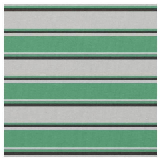 Grey, Sea Green & Black Colored Lines Fabric (Close Up)