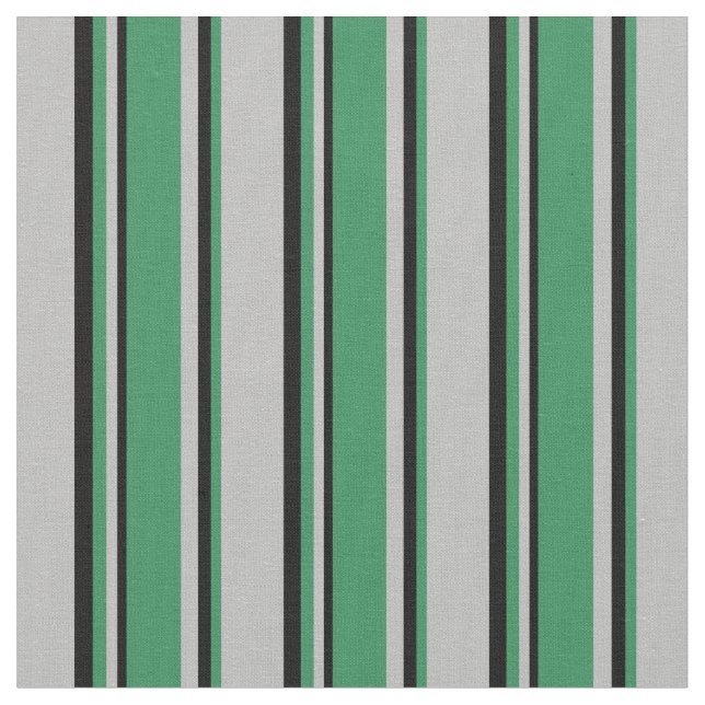 Grey, Sea Green & Black Colored Stripes Fabric (Close Up)