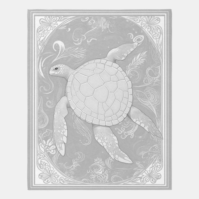 Grey Sea Turtle Rug - Silver Gray Ocean Area Rug (Front (Vertical))