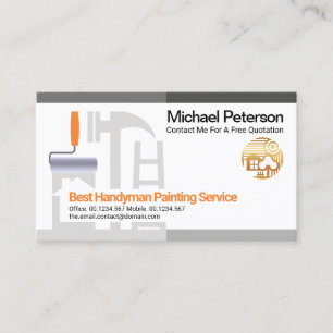 Grey Shade Border Handyman Painter Roller Brush Business Card